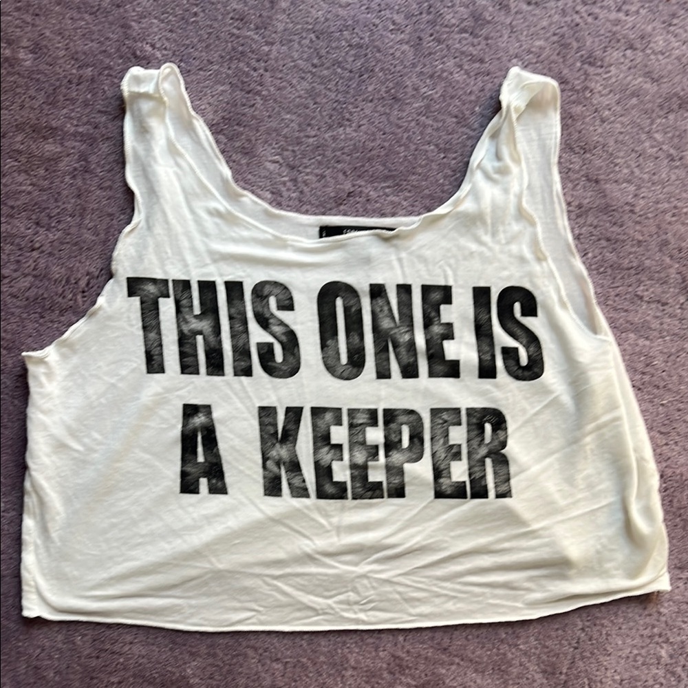 Forever 21 White Crop Tank Top Relaxed Fit